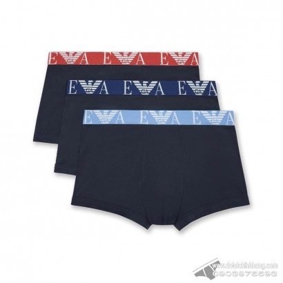 Quần lót nam Emporio Armani Bold Monogram Stretch Cotton Trunk 3-pack Marine Multi